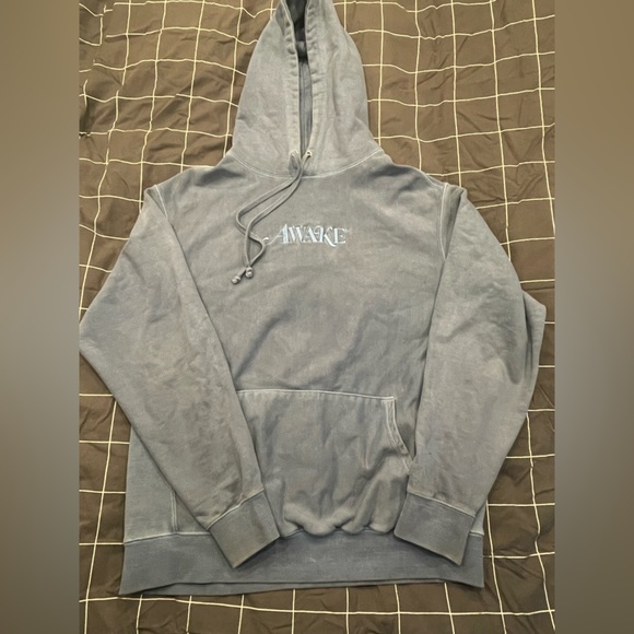AWAKE Embroidered Logo Hoodie - Blue Size L - Picture 2 of 4